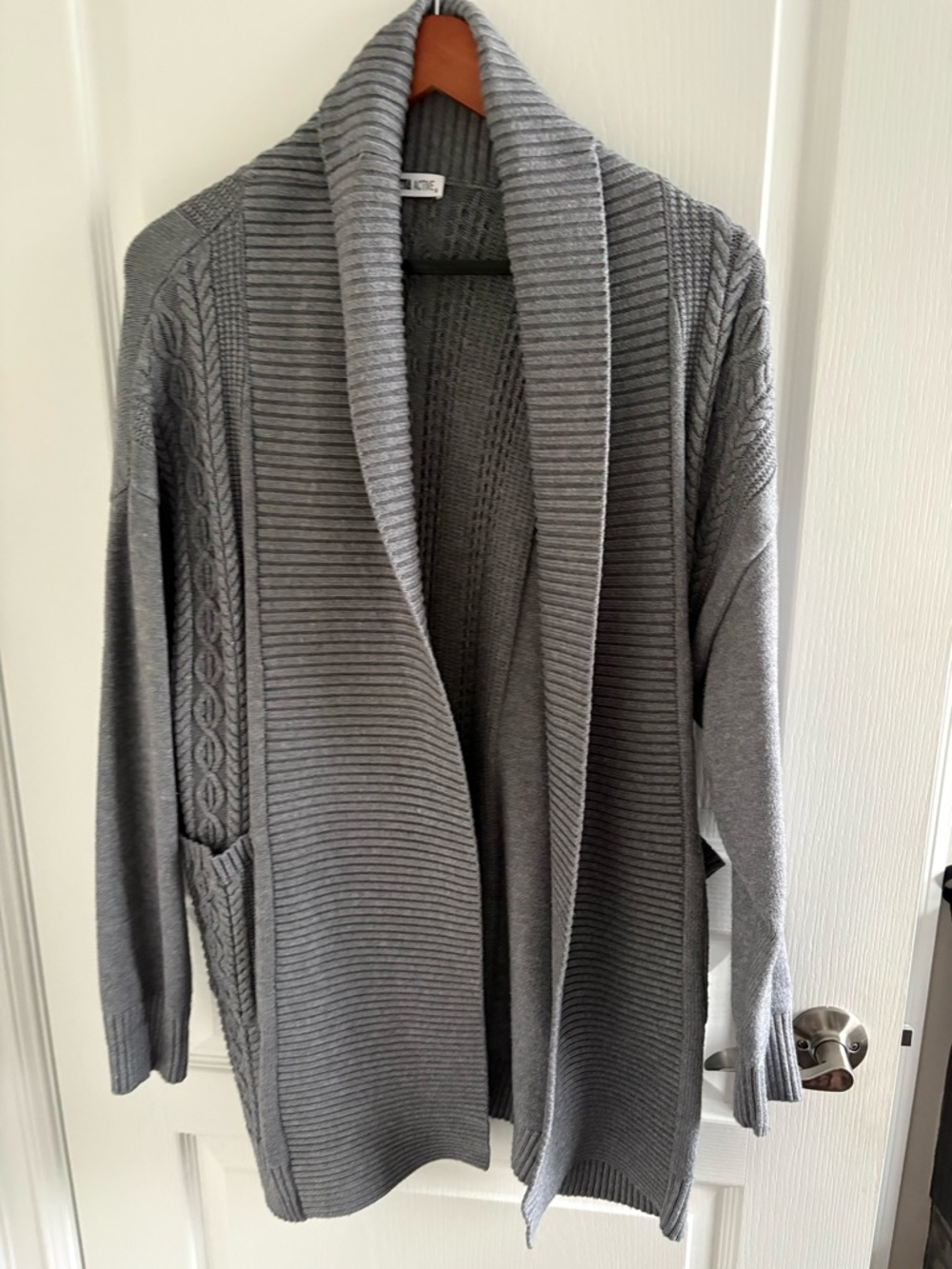 ZYIA Gray Open-Front Cable Ribbed Cardigan